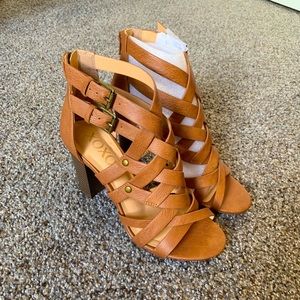 Faux Leather Strappy Heels